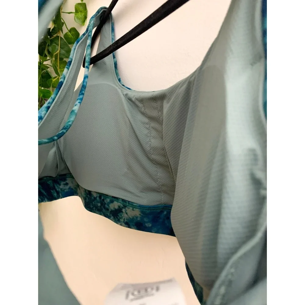 Athleta Exhale Printed Blue Tie Dye Bra Size 1X‎